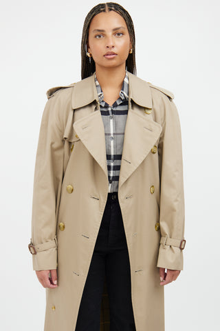 Burberry Mens Tan Double Breasted Trench Coat
