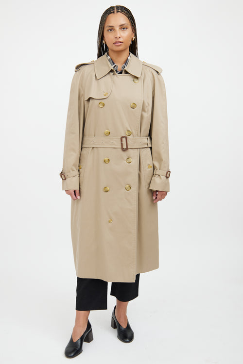 Burberry Mens Tan Double Breasted Trench Coat