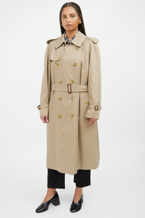 Burberry Mens Tan Double Breasted Trench Coat