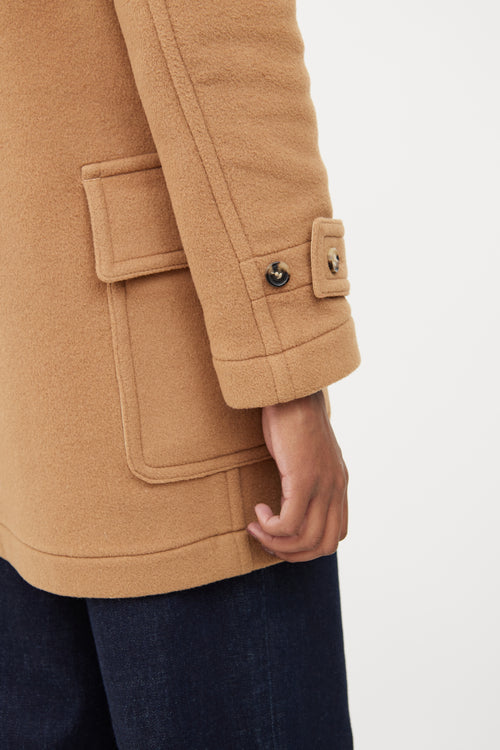 Burberry Beige Wool Toggle Pea Coat