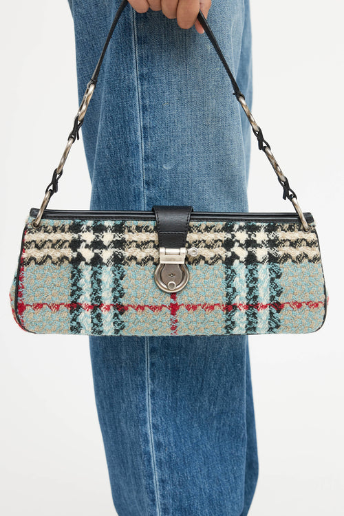 Burberry Tweed Check Shoulder Bag