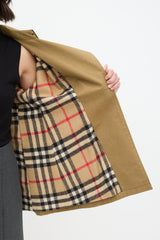 Burberry Vintage Khaki Green Belted Short Trench Coat