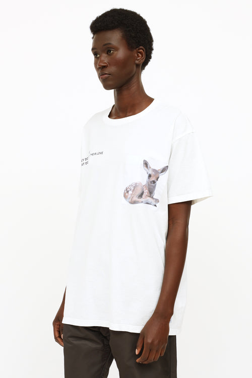 Burberry White Graphic Print T-Shirt