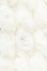 Burberry White Cashmere & Fur Ball Scarf