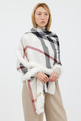 Burberry White & Multicolour Nova Check Fur Scarf