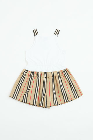 Burberry Kids Nova Check TB Pleated Romper