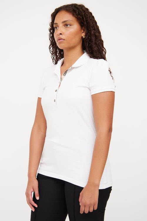 Burberry White Short Sleeve Polo Top