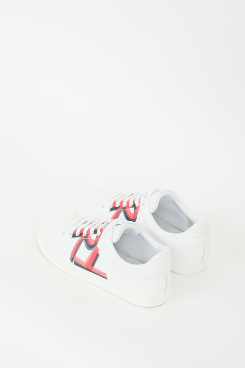 Burberry White & Red Leather Graffiti Sneaker