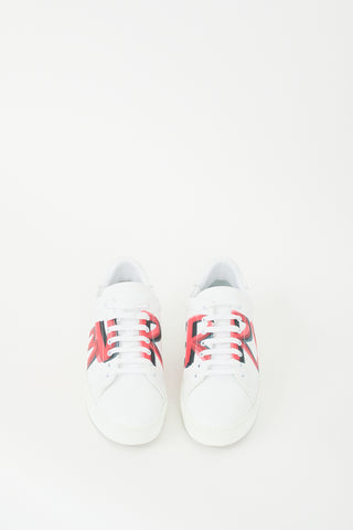 Burberry White & Red Leather Graffiti Sneaker