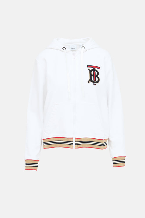 Burberry Logo Zip Up Hoodie