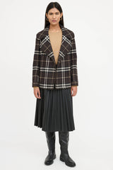 Burberry Wool Belted Plaid Jacket