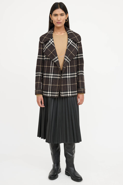 Burberry Wool Belted Plaid Jacket