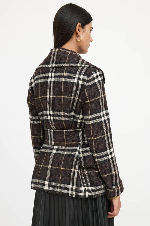 Burberry Wool Belted Plaid Jacket