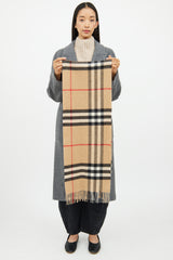Burberry Brown Cashmere Mega Check Scarf