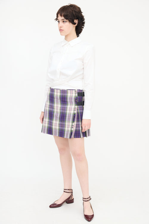 Burberry Wool Plaid Kilt Skirt