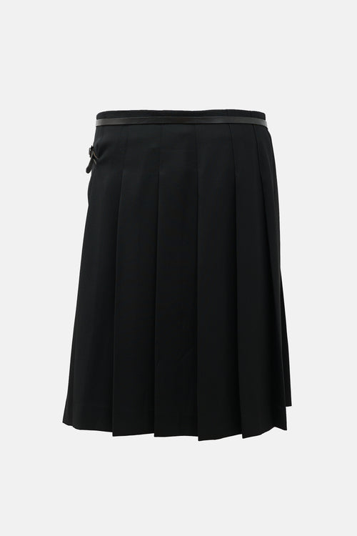 Burberry Wool Pleated Wrap Skirt