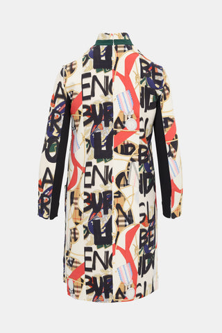 Burberry Wool & Silk Multi Print Dress