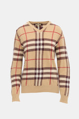 Burberry Wool Check V-Neck Sweater