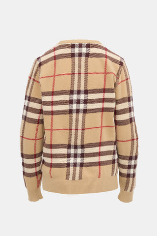 Burberry Wool Check V-Neck Sweater