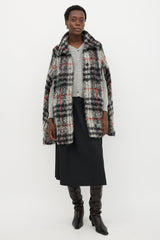Burberry Wool & Mohair Check Cape Jacket