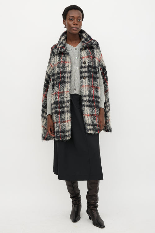 Burberry Wool & Mohair Check Cape Jacket