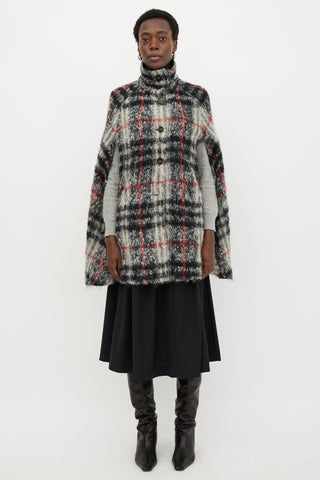Burberry Wool & Mohair Check Cape Jacket
