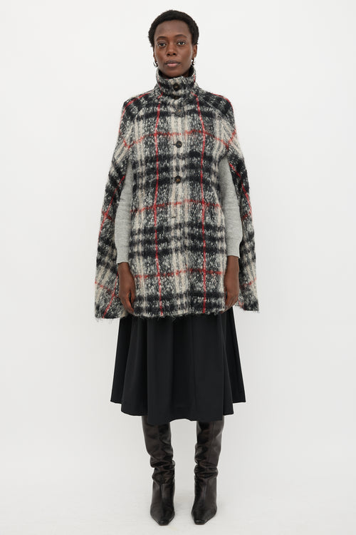 Burberry Wool & Mohair Check Cape Jacket