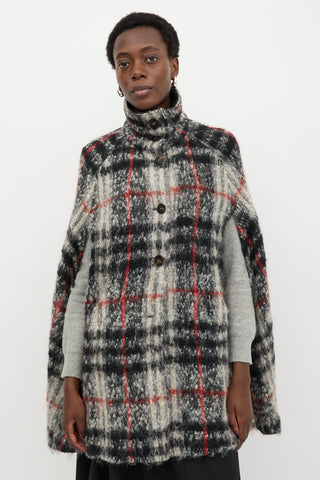 Burberry Wool & Mohair Check Cape Jacket