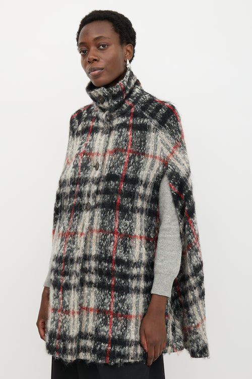 Burberry Wool & Mohair Check Cape Jacket