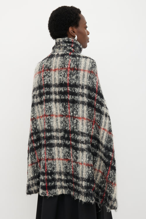 Burberry Wool & Mohair Check Cape Jacket