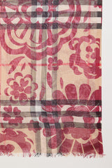 Burberry Wool & Silk Floral Check Scarf
