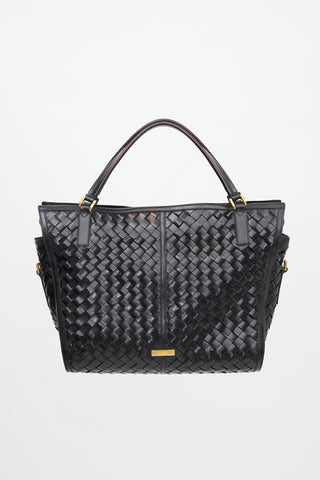 Burberry Woven Leather Tote Bag