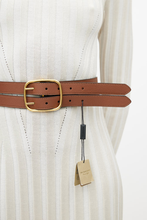 Burberry Yellow & Brown Reversible Double Leather Belt