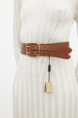 Burberry Yellow & Brown Reversible Double Leather Belt