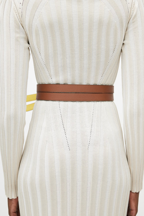 Burberry Yellow & Brown Reversible Double Leather Belt