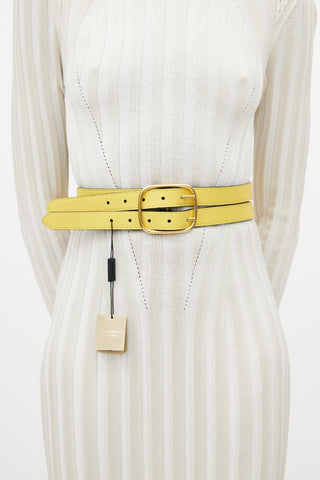 Burberry Yellow & Brown Reversible Double Leather Belt
