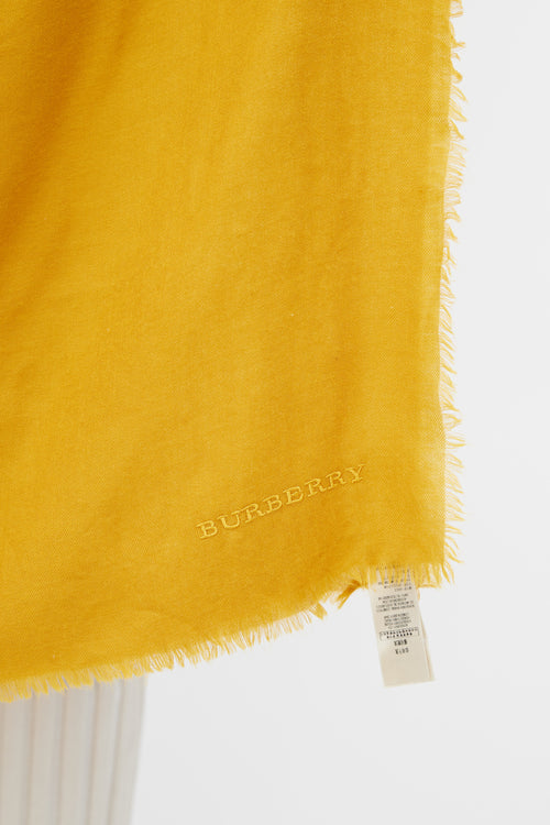 Burberry Yellow Cashmere Logo Scarf