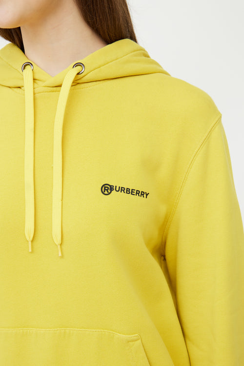 Burberry Yellow & Black Logo Text Hooded Sweatshirt