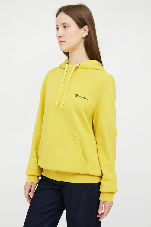 Burberry Yellow & Black Logo Text Hooded Sweatshirt