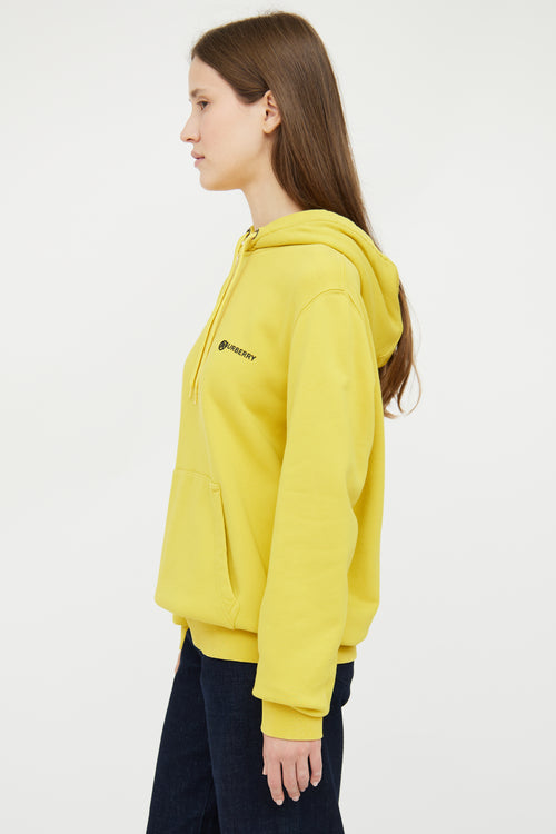 Burberry Yellow & Black Logo Text Hooded Sweatshirt