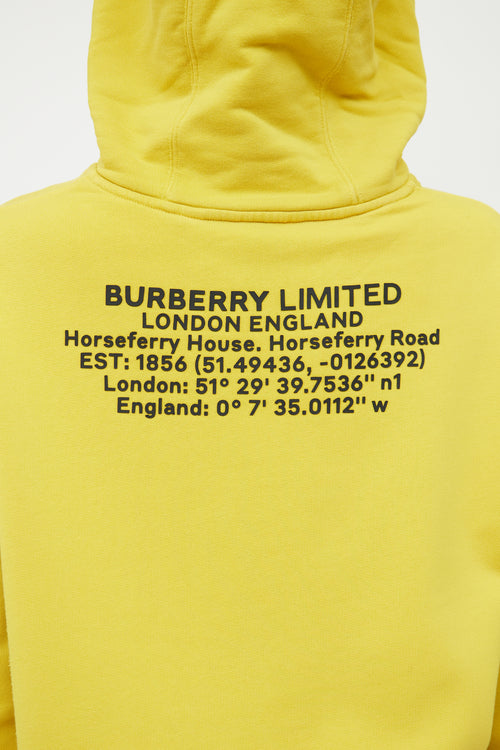 Burberry Yellow & Black Logo Text Hooded Sweatshirt