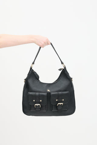 Burberry Black Pebbled Leather Shoulder Bag