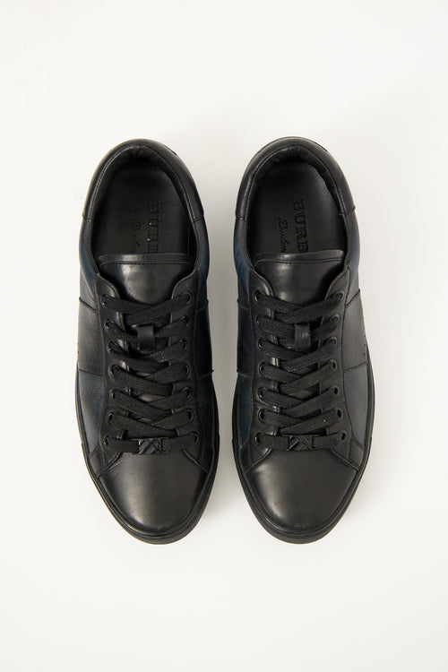 Burberry Black & Navy Leather Ritson London Sneaker