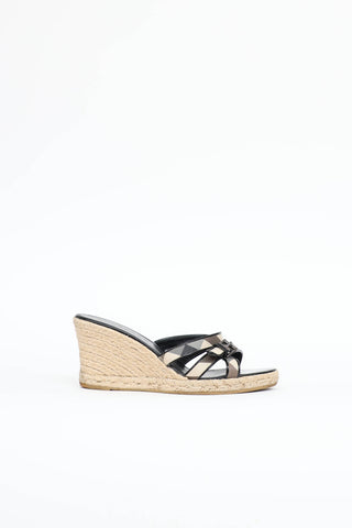 Burberry Check Espadrille Wedge Sandal