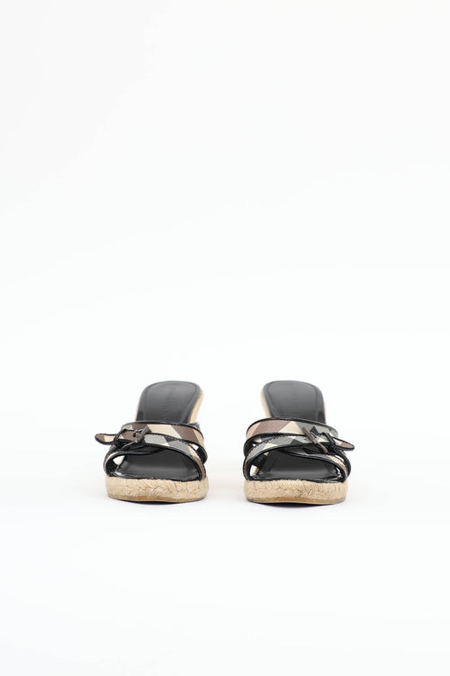 Burberry Check Espadrille Wedge Sandal