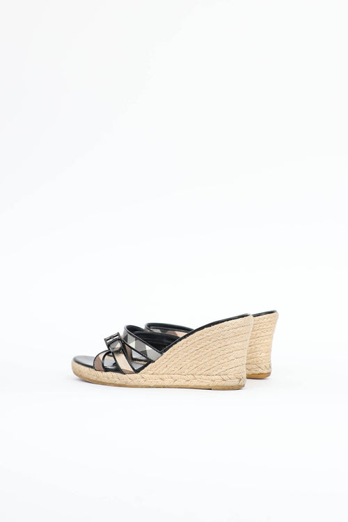Burberry Check Espadrille Wedge Sandal