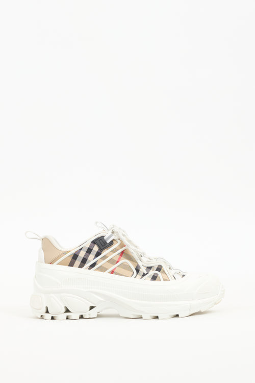 Burberry White & Beige Nova Check Arthur Sneaker