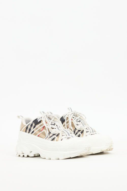 Burberry White & Beige Nova Check Arthur Sneaker