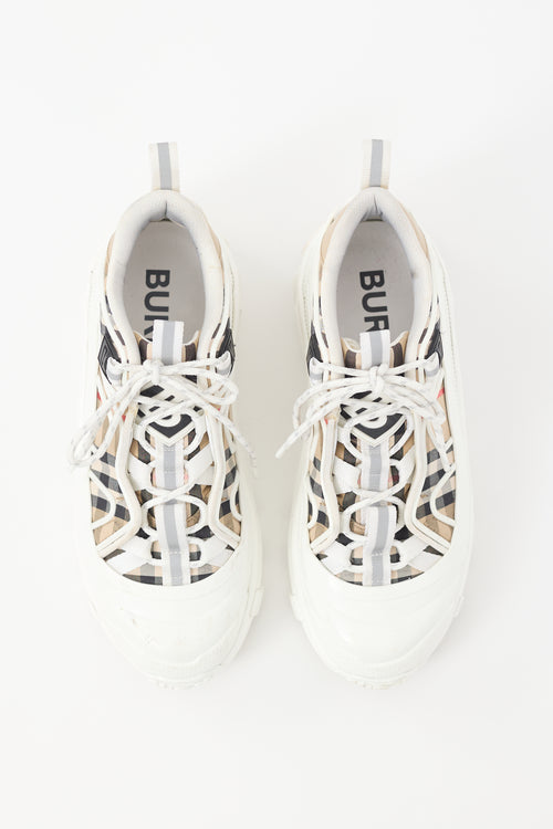 Burberry White & Beige Nova Check Arthur Sneaker