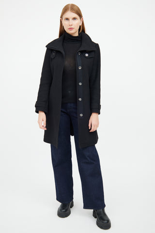 Black Wool Button Up Coat